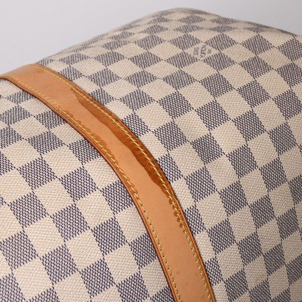 LOUIS VUITTON ルイヴィトン キーポル50 ボストンバッグ N41430 ダミエアズールキャンバス ヌメ革 ホワイト 美品 中古 4a002402