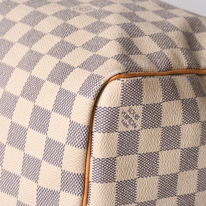 LOUIS VUITTON ルイヴィトン キーポル50 ボストンバッグ N41430 ダミエアズールキャンバス ヌメ革 ホワイト 美品 中古 4a002402