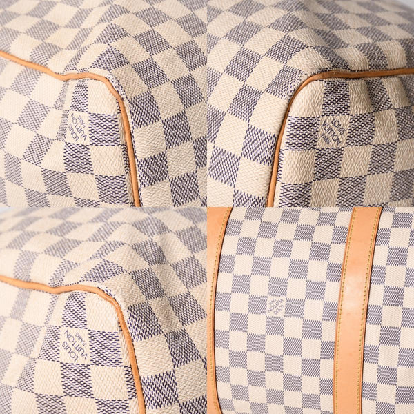 LOUIS VUITTON ルイヴィトン キーポル50 ボストンバッグ N41430 ダミエアズールキャンバス ヌメ革 ホワイト 美品 中古 4a002402