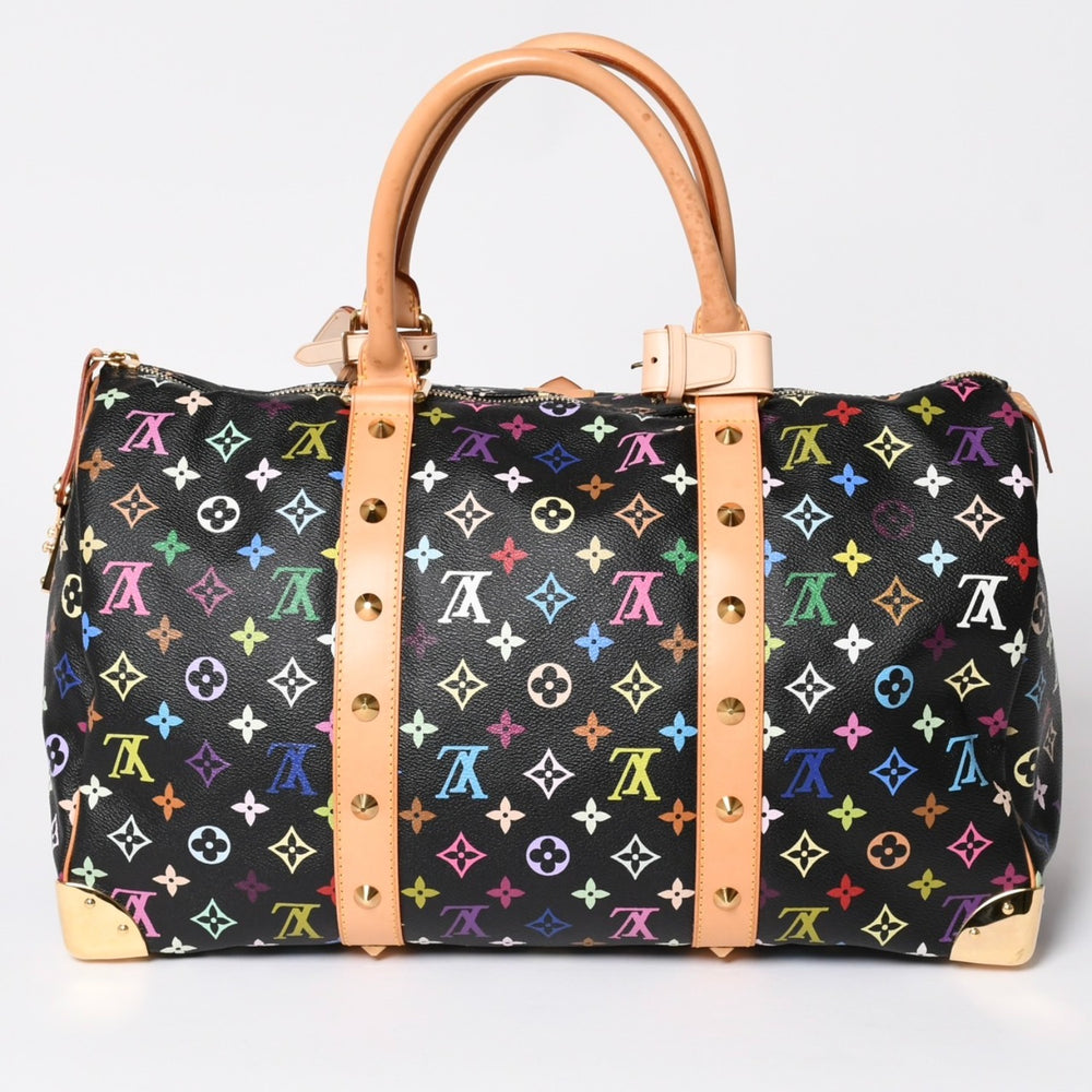 新品同様 LOUIS VUITTON ルイヴィトン × 村上隆 モノグラムマルチカラー キーポル45 ボストンバッグ ノワール M92640 中古 4a002459