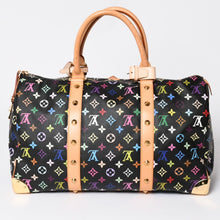 画像をギャラリービューアに読み込む, 新品同様 LOUIS VUITTON ルイヴィトン × 村上隆 モノグラムマルチカラー キーポル45 ボストンバッグ ノワール M92640 中古 4a002459