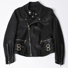 画像をギャラリービューアに読み込む, 極美品 CHROME HEARTS クロムハーツ 純正ガーメントケース付属 クロスボールボタン ダガージップ スクロールラベル ガンスリンガー レザー セミダブルライダース ジャケット ブラック S 美品 中古 4a002420