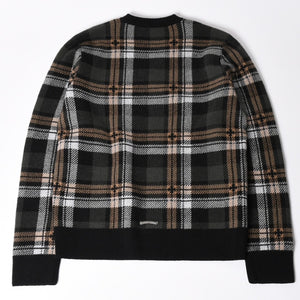 新品未使用 CHROME HEARTS クロムハーツ BIG CITY ビッグシティ ニットセーター サイズM カシミヤ ウール シルバー925 チェック柄 中古 4a002438