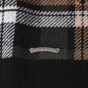 新品未使用 CHROME HEARTS クロムハーツ BIG CITY ビッグシティ ニットセーター サイズM カシミヤ ウール シルバー925 チェック柄 中古 4a002438