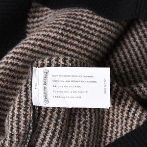 新品未使用 CHROME HEARTS クロムハーツ BIG CITY ビッグシティ ニットセーター サイズM カシミヤ ウール シルバー925 チェック柄 中古 4a002438