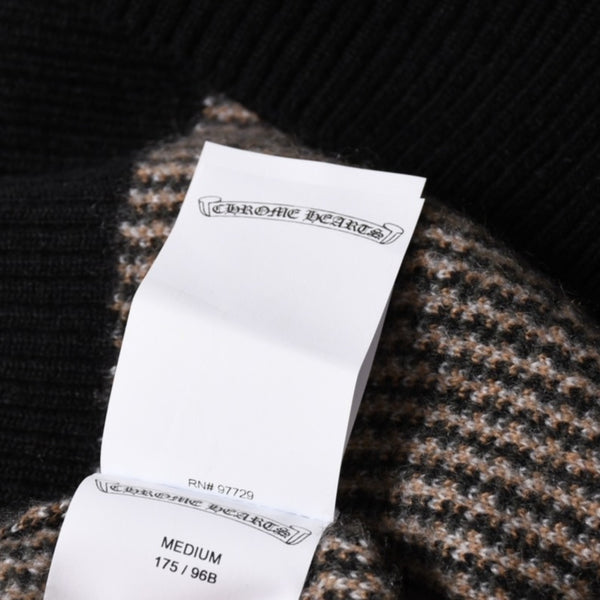 新品未使用 CHROME HEARTS クロムハーツ BIG CITY ビッグシティ ニットセーター サイズM カシミヤ ウール シルバー925 チェック柄 中古 4a002438