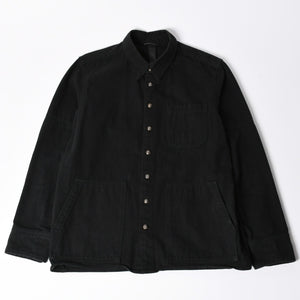 極美品 CHROME HEARTS クロムハーツ コンチョ デニムシャツ カバーオール 長袖シャツ ブラック トップス サイズM 中古 4a002374