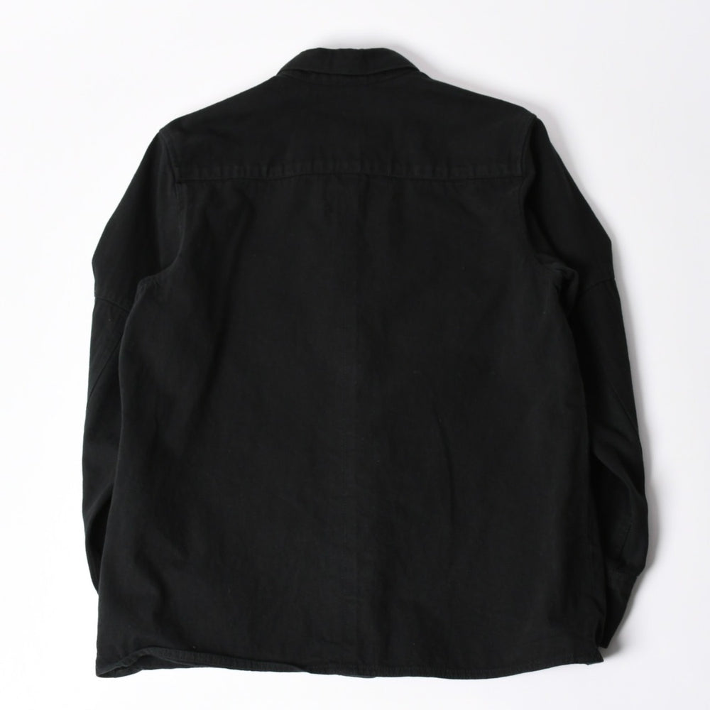 極美品 CHROME HEARTS クロムハーツ コンチョ デニムシャツ カバーオール 長袖シャツ ブラック トップス サイズM 中古 4a002374