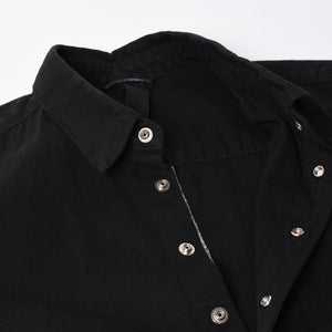 極美品 CHROME HEARTS クロムハーツ コンチョ デニムシャツ カバーオール 長袖シャツ ブラック トップス サイズM 中古 4a002374