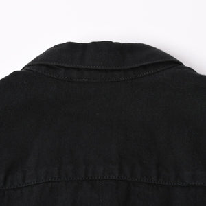 極美品 CHROME HEARTS クロムハーツ コンチョ デニムシャツ カバーオール 長袖シャツ ブラック トップス サイズM 中古 4a002374
