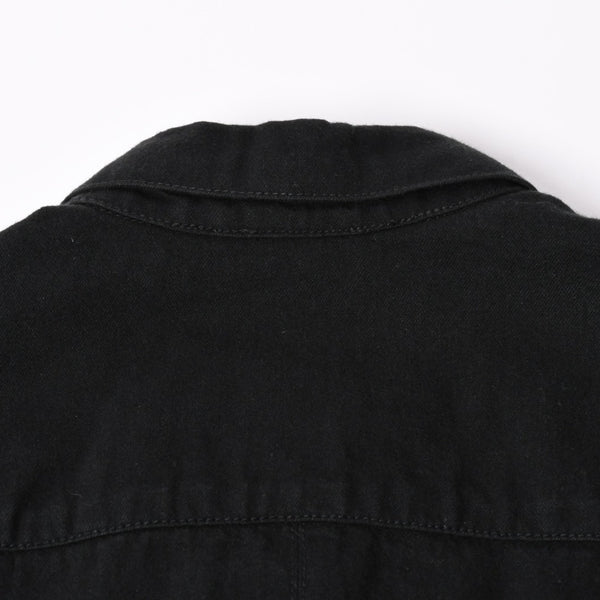 極美品 CHROME HEARTS クロムハーツ コンチョ デニムシャツ カバーオール 長袖シャツ ブラック トップス サイズM 中古 4a002374