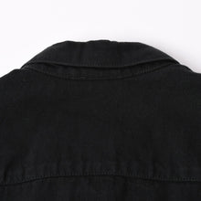 画像をギャラリービューアに読み込む, 極美品 CHROME HEARTS クロムハーツ コンチョ デニムシャツ カバーオール 長袖シャツ ブラック トップス サイズM 中古 4a002374