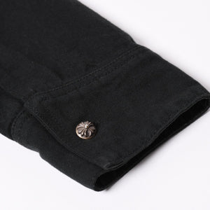 極美品 CHROME HEARTS クロムハーツ コンチョ デニムシャツ カバーオール 長袖シャツ ブラック トップス サイズM 中古 4a002374