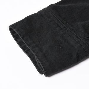 極美品 CHROME HEARTS クロムハーツ コンチョ デニムシャツ カバーオール 長袖シャツ ブラック トップス サイズM 中古 4a002374