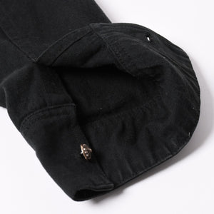 極美品 CHROME HEARTS クロムハーツ コンチョ デニムシャツ カバーオール 長袖シャツ ブラック トップス サイズM 中古 4a002374