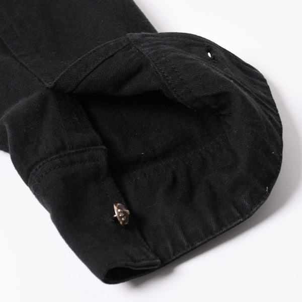 極美品 CHROME HEARTS クロムハーツ コンチョ デニムシャツ カバーオール 長袖シャツ ブラック トップス サイズM 中古 4a002374