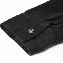 画像をギャラリービューアに読み込む, 極美品 CHROME HEARTS クロムハーツ コンチョ デニムシャツ カバーオール 長袖シャツ ブラック トップス サイズM 中古 4a002374