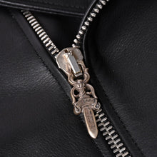 画像をギャラリービューアに読み込む, 極美品 CHROME HEARTS クロムハーツ 純正ガーメントケース付属 クロスボールボタン ダガージップ スクロールラベル ガンスリンガー レザー セミダブルライダース ジャケット ブラック S 美品 中古 4a002420