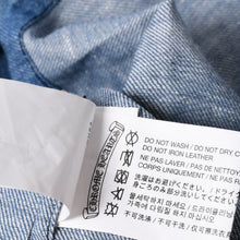 画像をギャラリービューアに読み込む, 極美品 CHROME HEARTS クロムハーツ デニム半袖ポロシャツ サイズM CHクロスパッチ クロスボールボタン ブルー シルバー925 中古 4a000954
