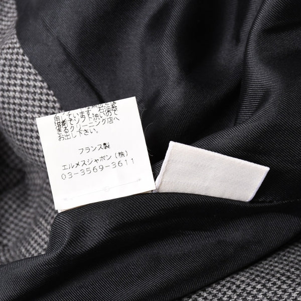 極美品 HERMES エルメス ワンピース ノースリーブ グレー マルジェラ期 ヴァルーズ ウール チェック サイズ34 中古 4a002423