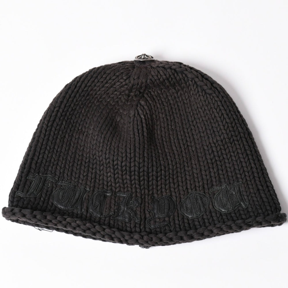 CHROME HEARTS クロムハーツ FUCK YOU ビーニー ニットキャップ クロスボール パッチ ブラック 美品 中古 4a002527
