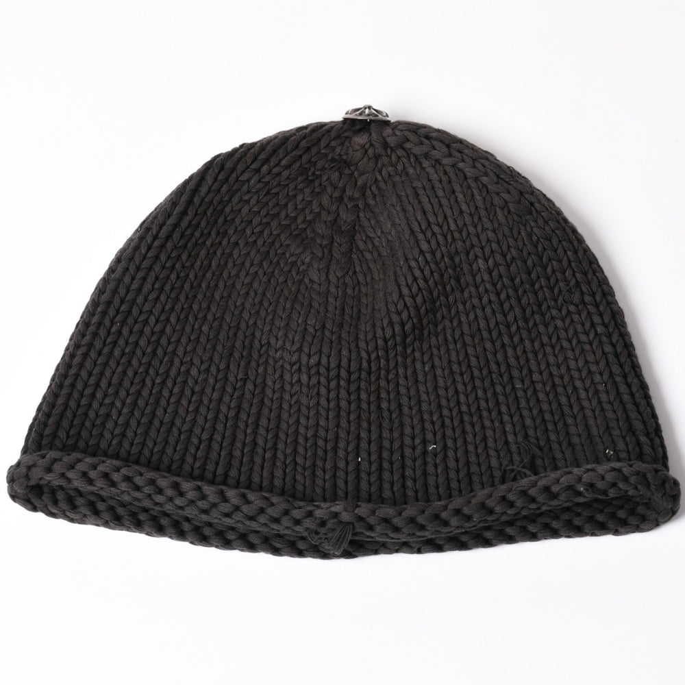 CHROME HEARTS クロムハーツ FUCK YOU ビーニー ニットキャップ クロスボール パッチ ブラック 美品 中古 4a002527