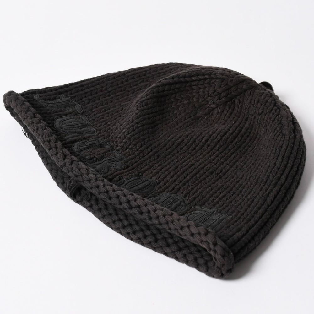 CHROME HEARTS クロムハーツ FUCK YOU ビーニー ニットキャップ クロスボール パッチ ブラック 美品 中古 4a002527