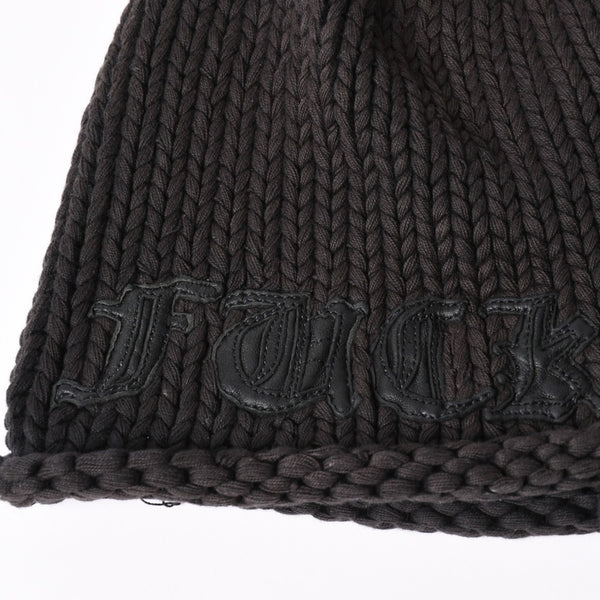 CHROME HEARTS クロムハーツ FUCK YOU ビーニー ニットキャップ クロスボール パッチ ブラック 美品 中古 4a002527