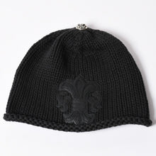 画像をギャラリービューアに読み込む, CHROME HEARTS クロムハーツ BEANIE CASH BS FLARE BSフレアパッチ ビーニー ニットキャップ コットン ブラック 美品 中古 4a000955
