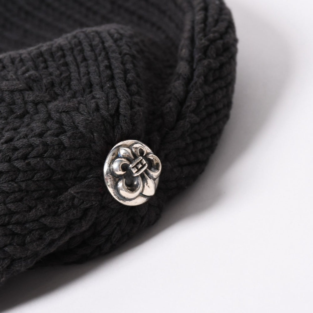 CHROME HEARTS クロムハーツ BEANIE CASH BS FLARE BSフレアパッチ ビーニー ニットキャップ コットン ブラック 美品 中古 4a000955
