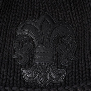 CHROME HEARTS クロムハーツ BEANIE CASH BS FLARE BSフレアパッチ ビーニー ニットキャップ コットン ブラック 美品 中古 4a000955