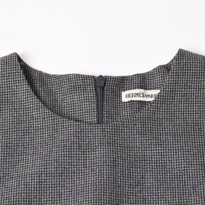 極美品 HERMES エルメス ワンピース ノースリーブ グレー マルジェラ期 ヴァルーズ ウール チェック サイズ34 中古 4a002423