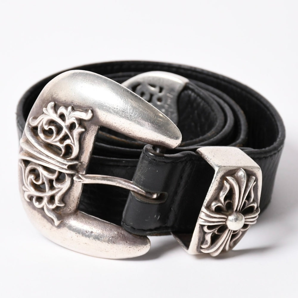 CHROME HEARTS クロムハーツ BLT CLASSIC 3PC クラシック3PC レザーベルト 全長約108cm スターリングシルバー 中古 4a002529