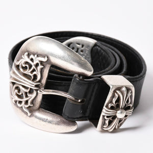 CHROME HEARTS クロムハーツ BLT CLASSIC 3PC クラシック3PC レザーベルト 全長約108cm スターリングシルバー 中古 4a002529