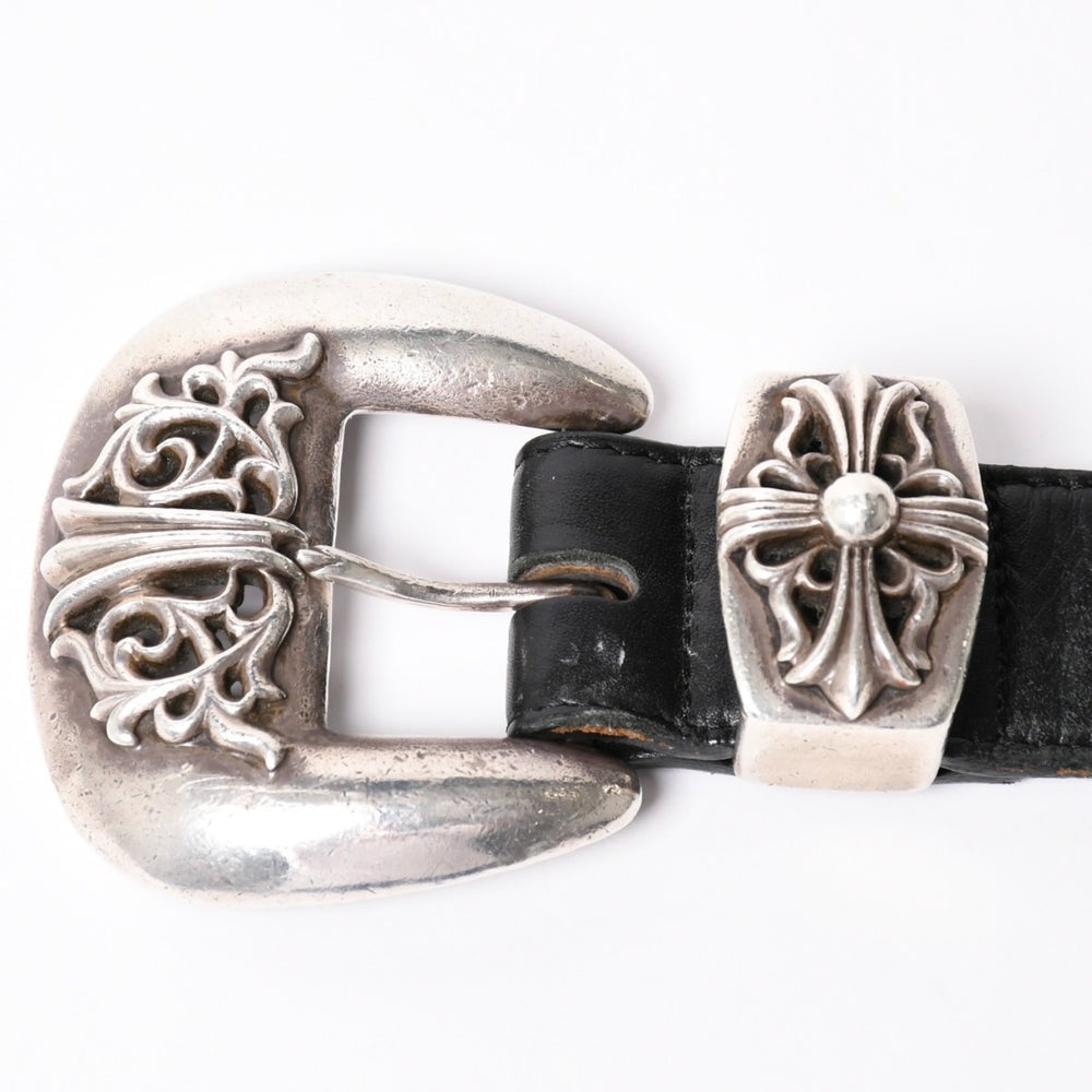 CHROME HEARTS クロムハーツ BLT CLASSIC 3PC クラシック3PC レザーベルト 全長約108cm スターリングシルバー 中古 4a002529