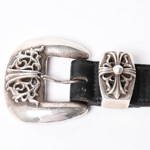 CHROME HEARTS クロムハーツ BLT CLASSIC 3PC クラシック3PC レザーベルト 全長約108cm スターリングシルバー 中古 4a002529