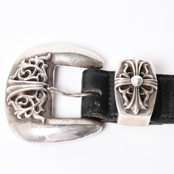 CHROME HEARTS クロムハーツ BLT CLASSIC 3PC クラシック3PC レザーベルト 全長約108cm スターリングシルバー 中古 4a002529