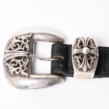 画像をギャラリービューアに読み込む, CHROME HEARTS クロムハーツ BLT CLASSIC 3PC クラシック3PC レザーベルト 全長約108cm スターリングシルバー 中古 4a002529