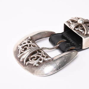 CHROME HEARTS クロムハーツ BLT CLASSIC 3PC クラシック3PC レザーベルト 全長約108cm スターリングシルバー 中古 4a002529
