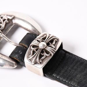 CHROME HEARTS クロムハーツ BLT CLASSIC 3PC クラシック3PC レザーベルト 全長約108cm スターリングシルバー 中古 4a002529