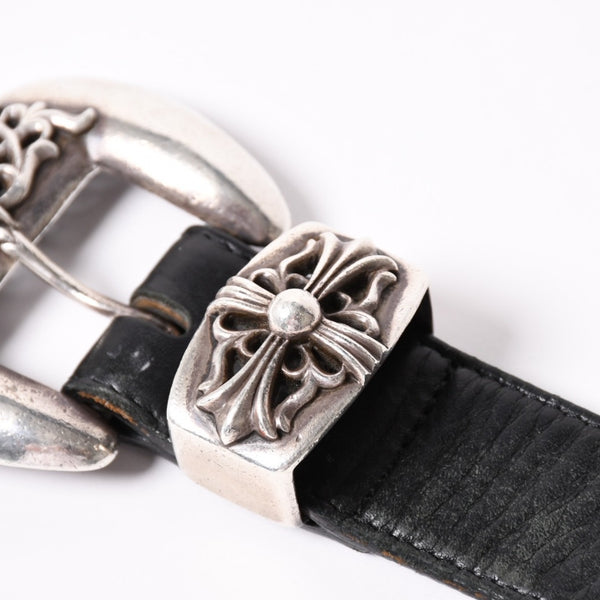 CHROME HEARTS クロムハーツ BLT CLASSIC 3PC クラシック3PC レザーベルト 全長約108cm スターリングシルバー 中古 4a002529