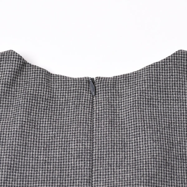 極美品 HERMES エルメス ワンピース ノースリーブ グレー マルジェラ期 ヴァルーズ ウール チェック サイズ34 中古 4a002423