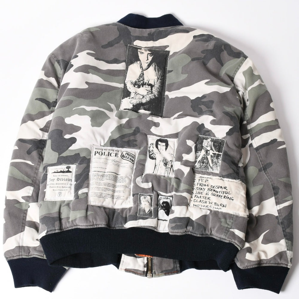 極美品 RAF SIMONS ラフシモンズ 01AW Riot期 パッチワークボンバージャケット MA-1 ホワイトカモ アーカイブ サイズXXL 中古 4a002526