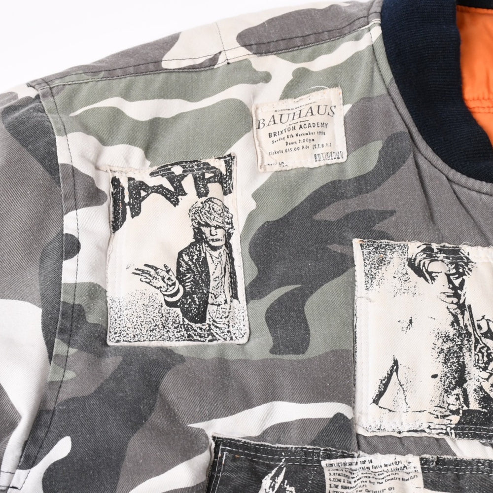 極美品 RAF SIMONS ラフシモンズ 01AW Riot期 パッチワークボンバージャケット MA-1 ホワイトカモ アーカイブ サイズXXL 中古 4a002526