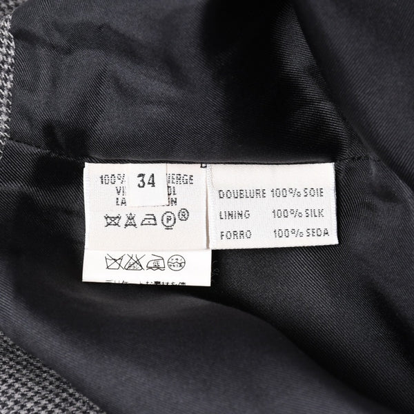極美品 HERMES エルメス ワンピース ノースリーブ グレー マルジェラ期 ヴァルーズ ウール チェック サイズ34 中古 4a002423