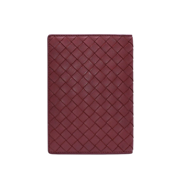 BOTTEGA VENETA ボッテガヴェネタ PASSPORT CASE パスポートケース イントレチャート レザー レッド 美品 中古 4a002428
