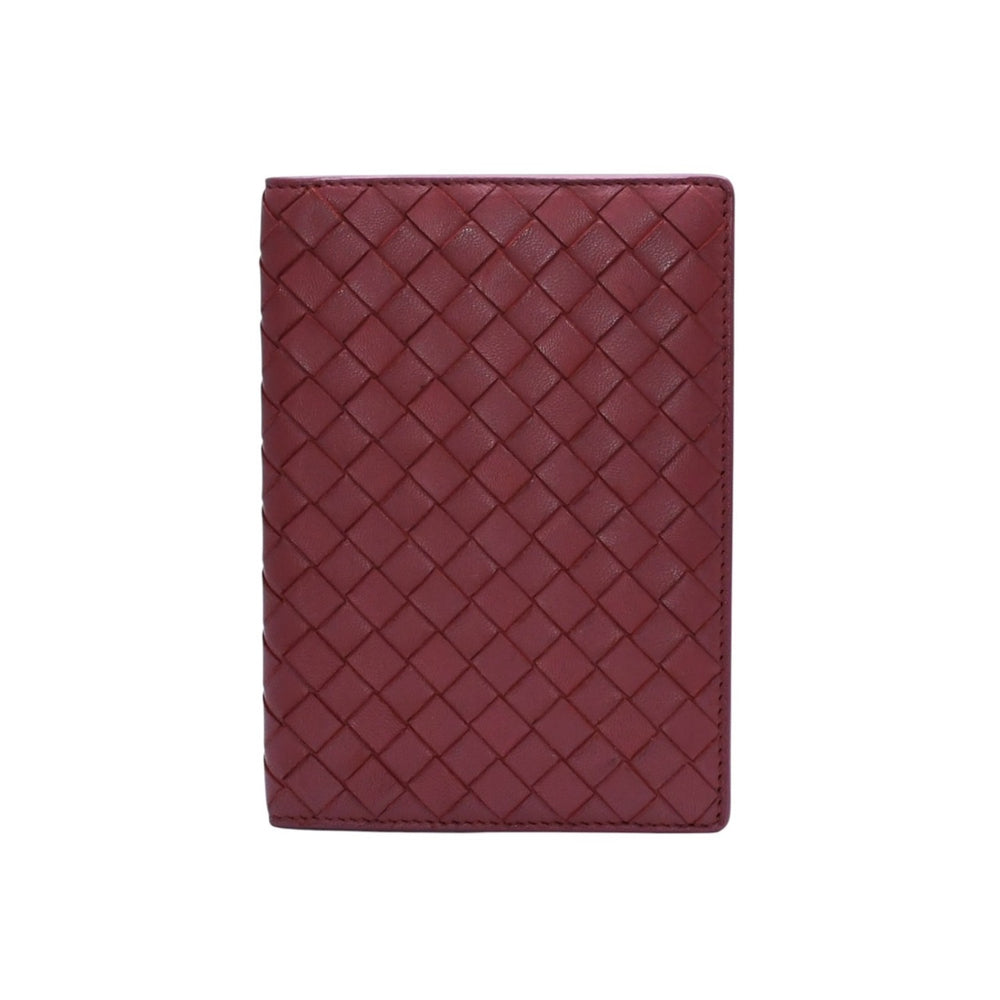 BOTTEGA VENETA ボッテガヴェネタ PASSPORT CASE パスポートケース イントレチャート レザー レッド 美品 中古 4a002428