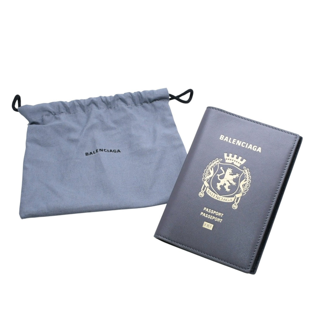 極美品 BALENCIAGA バレンシアガ PASSPORT CASE パスポートケース グレー ゴールド ブラック 787742 中古 4a002436