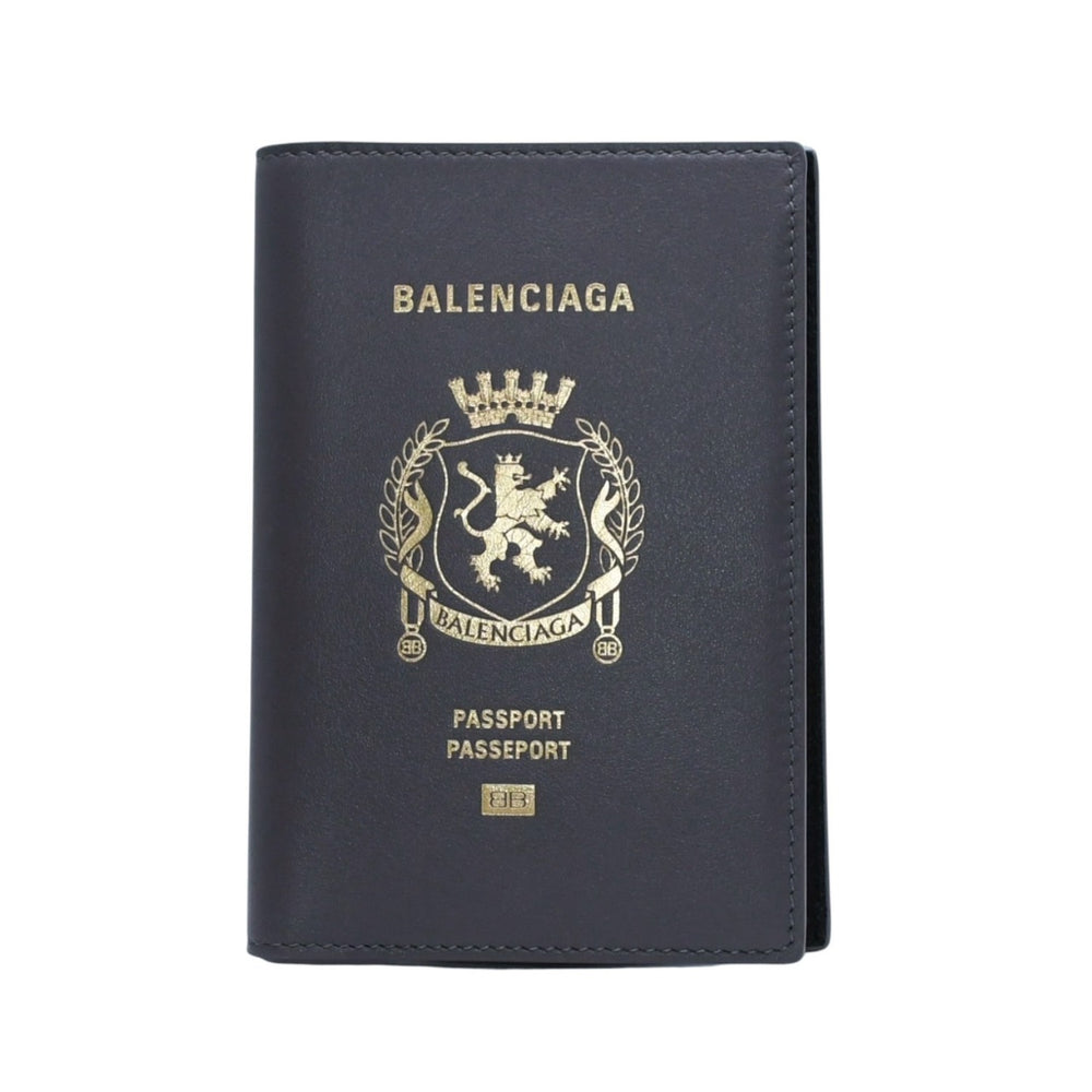 極美品 BALENCIAGA バレンシアガ PASSPORT CASE パスポートケース グレー ゴールド ブラック 787742 中古 4a002436