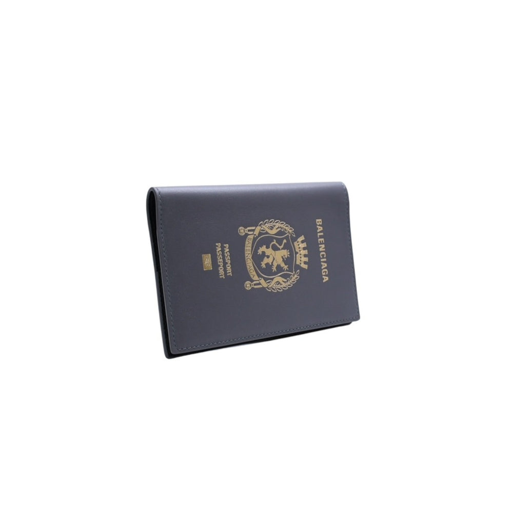 極美品 BALENCIAGA バレンシアガ PASSPORT CASE パスポートケース グレー ゴールド ブラック 787742 中古 4a002436